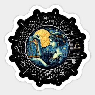 ZODIAC Libra - Astrological LIBRA - LIBRA - ZODIAC sign - Van Gogh style - 8 Sticker